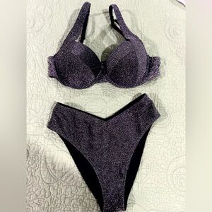 Victoria's Secret Black Glitter Bikini